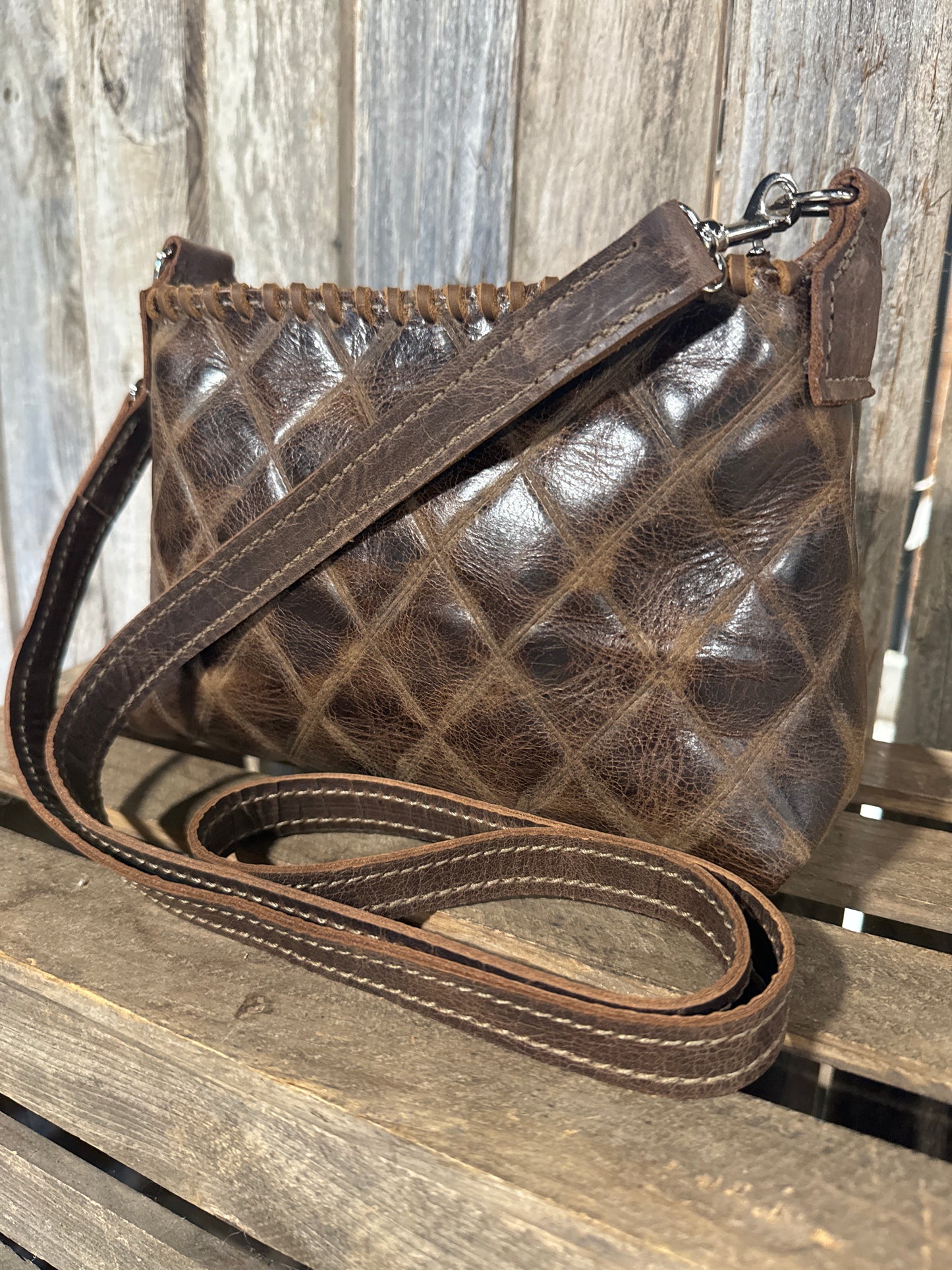 Half Pint Brown Quilted Leather