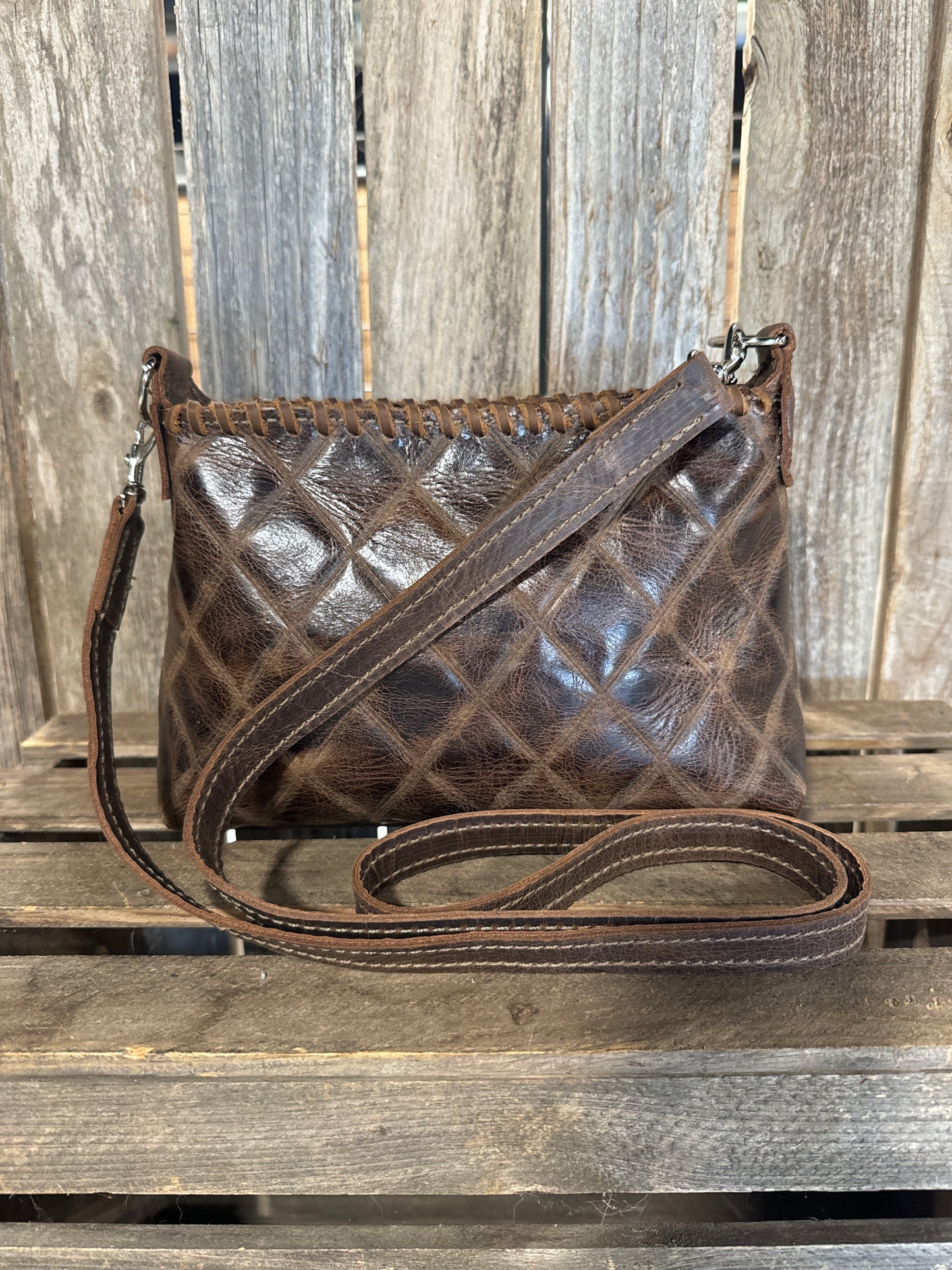 Half Pint Brown Quilted Leather