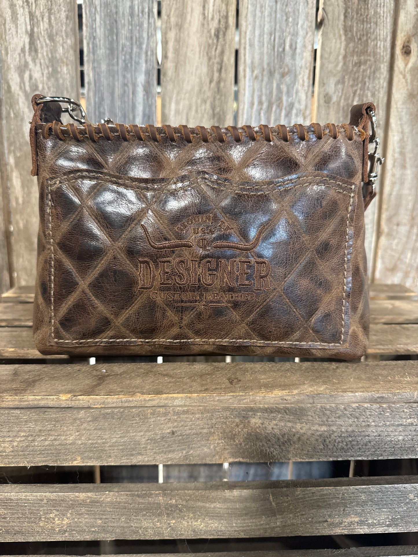 Half Pint Brown Quilted Leather