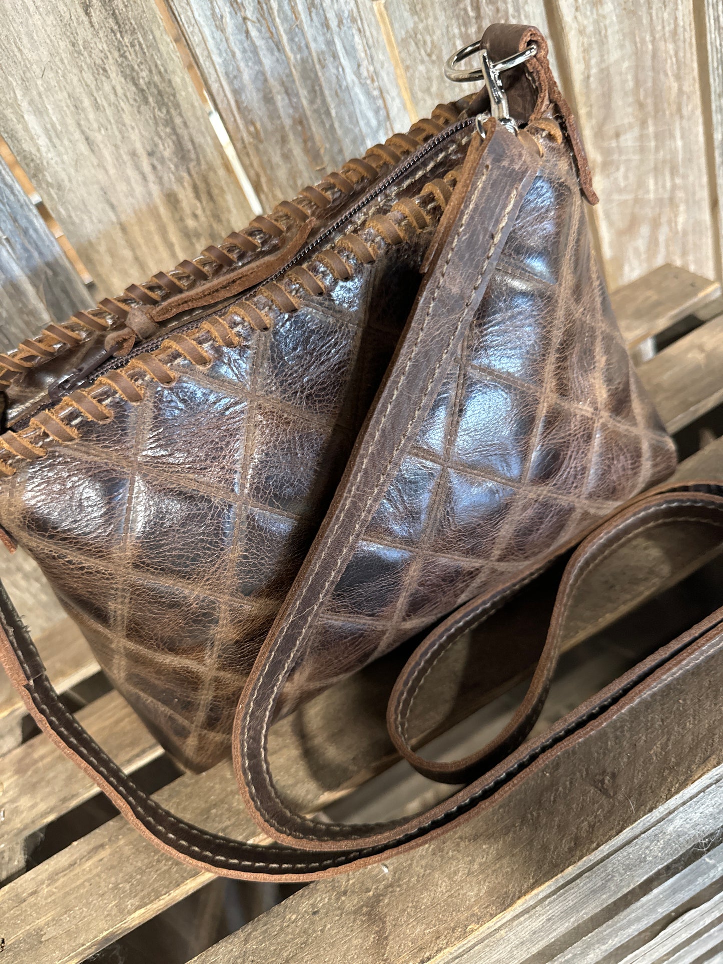 Half Pint Brown Quilted Leather