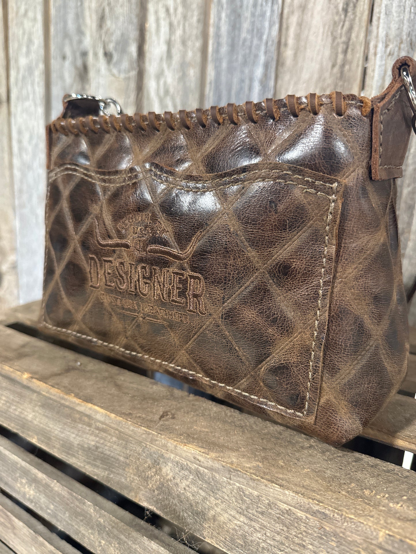 Half Pint Brown Quilted Leather