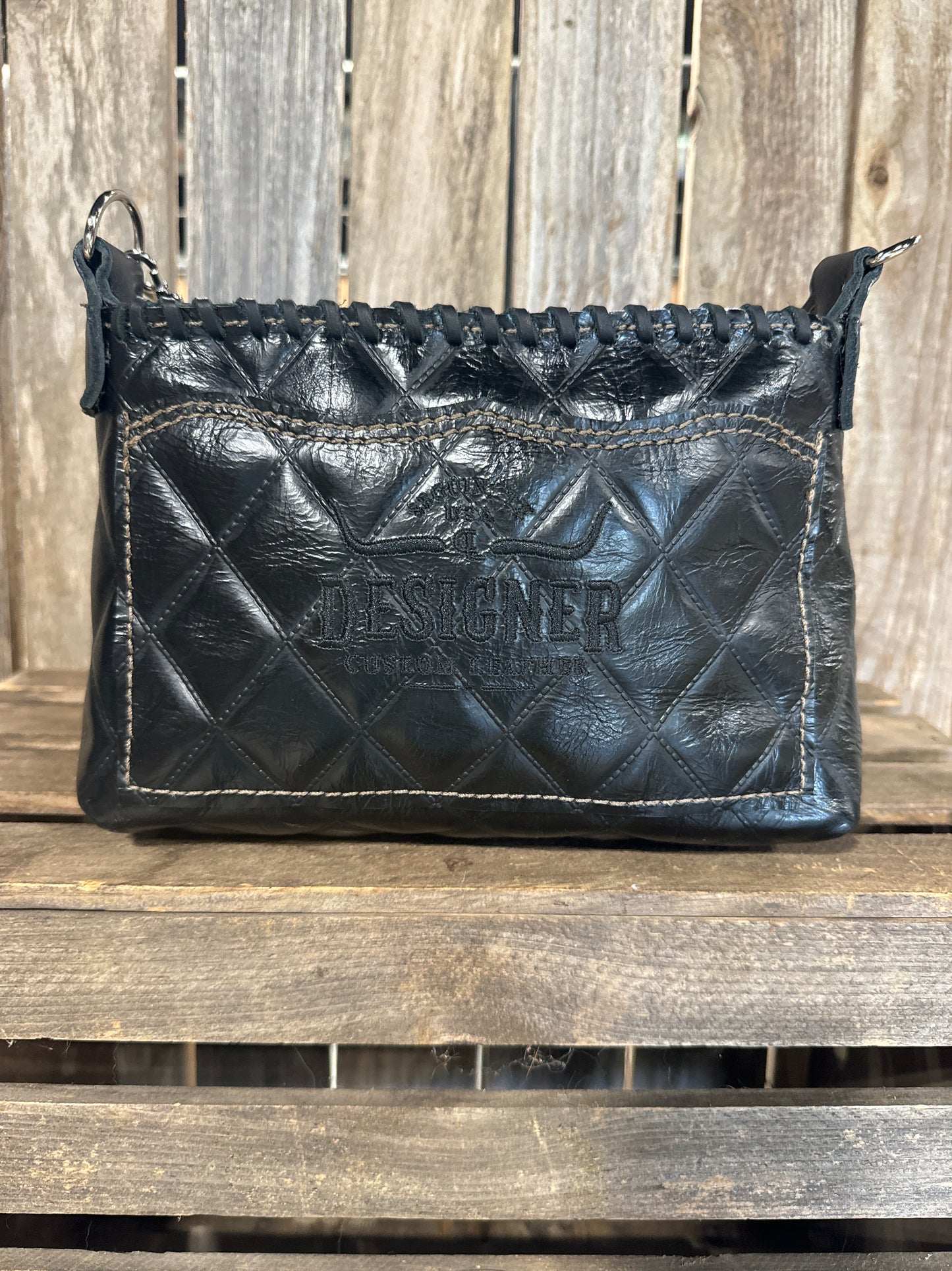 Half Pint Black Quilted Leather