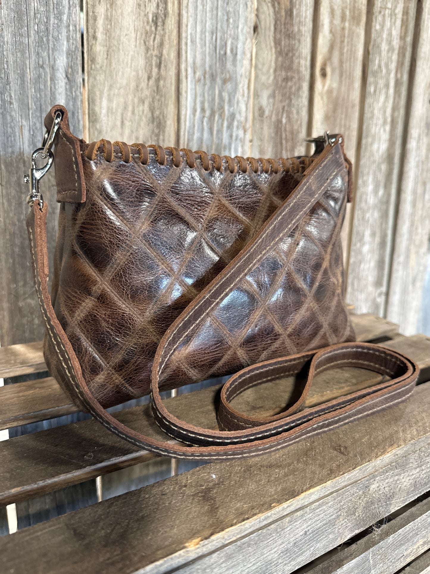 Half Pint Brown Quilted Leather