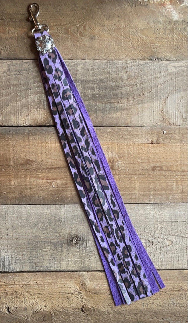 Purple Leopard Tassel with Concho