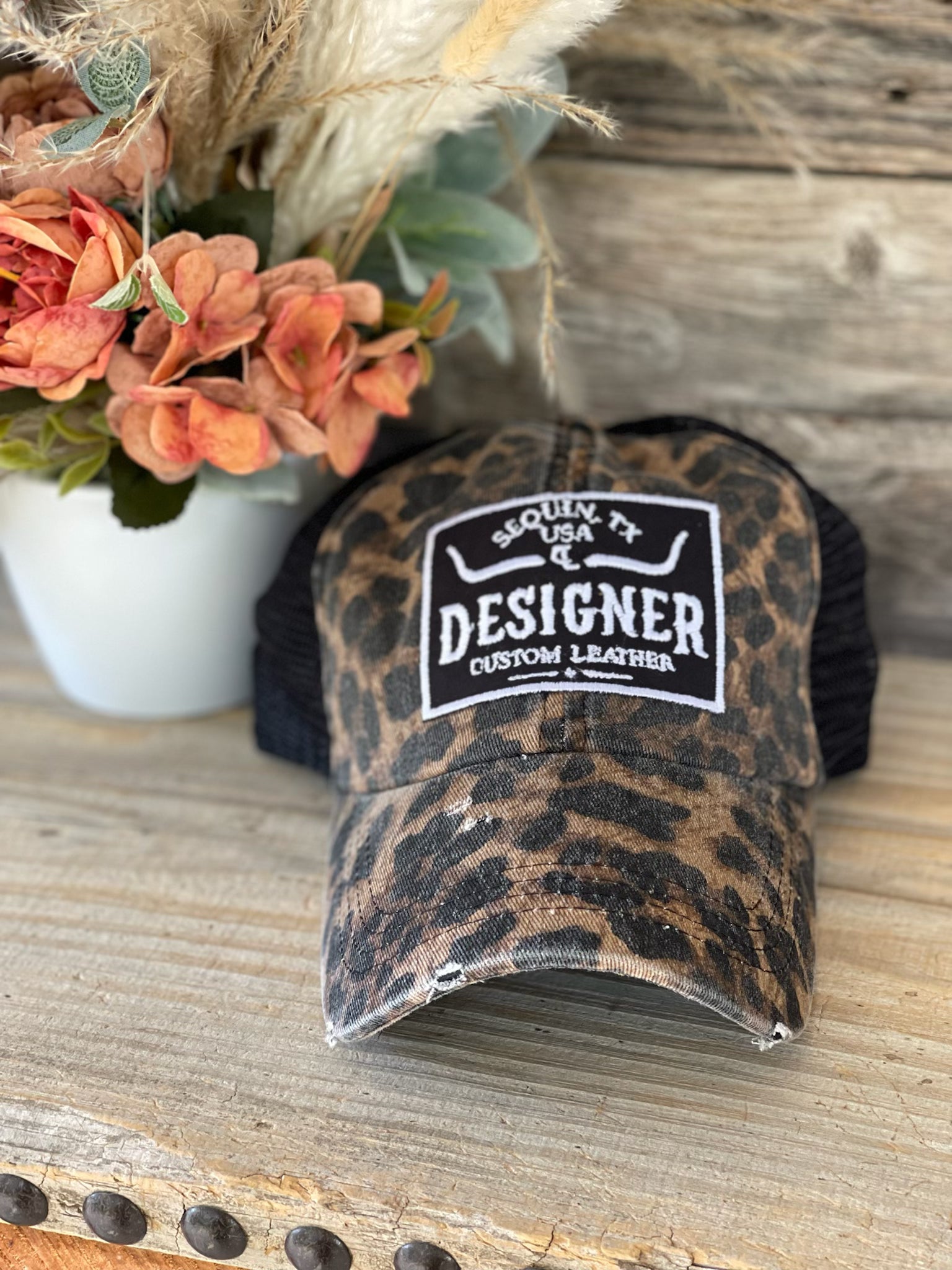 Leopard Cap with Black and White Patch