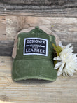 Olive Distressed Cap with Black and White Patch